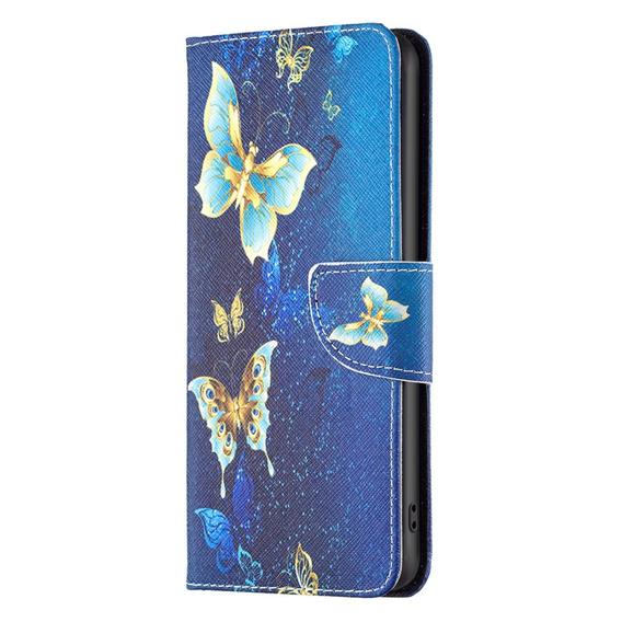 Etui z klapką do Infinix Hot 40i, Wallet, Butterflies niebieskie