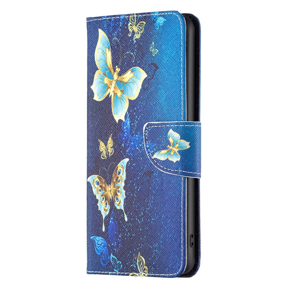 Etui z klapką do Samsung Galaxy A25 5G, Wallet, butterfly, niebieskie + szkło 9H