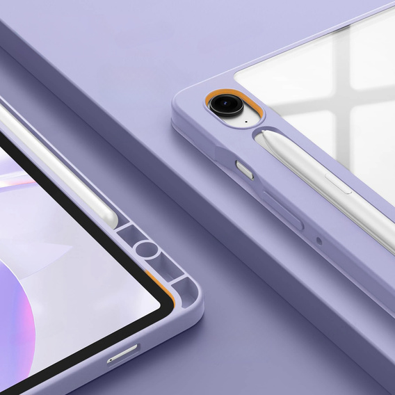 Etui do Samsung Galaxy Tab S10 FE+ Plus, Smartcase Hybrid, z miejscem na rysik, Marble fioletowe