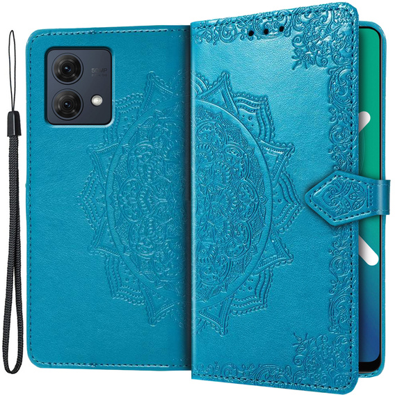 Etui z klapką do Motorola Moto G84, Mandala, niebieskie