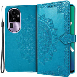Etui z klapką do Oppo Reno 10 / 10 Pro, Mandala, niebieskie