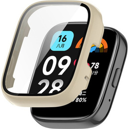 2w1 Etui + Szkło Hartowane do Xiaomi Redmi Watch 3 Active, Beżowy