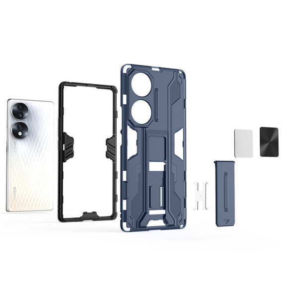 Etui do Honor 70 5G, Military kickstand, niebieskie
