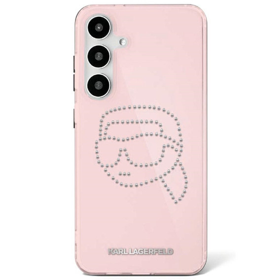 Etui Karl Lagerfeld do Samsung Galaxy S25 Ultra, Rhinestones Head Logo, różowe