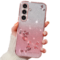 Etui do Samsung Galaxy A05s 4G, Glitter Flower, różowe rose gold