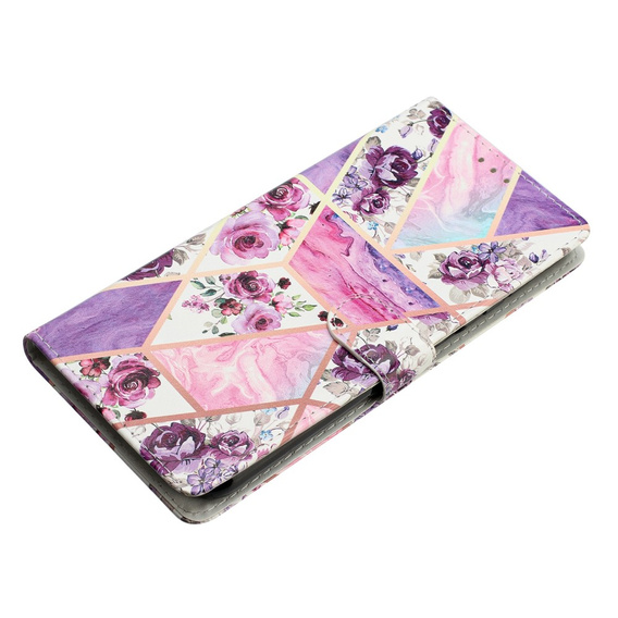 Etui z klapką do Xiaomi Redmi Note 12S, Wallet, Marble & Flowers różowe