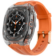 Pasek silikonowy z obudową ochronną do Samsung Galaxy Watch Ultra 47mm (2025 / 2024) – pomarańczowy, antywstrząsowy