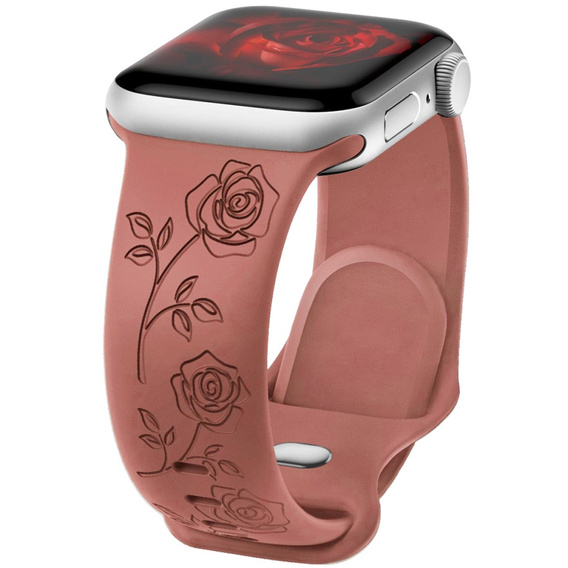 Pasek Silikonowy do Apple Watch 1/2/3/4/5/6/7/8/9/10/11/SE 38/40/41/42mm, Rose, Czerwony
