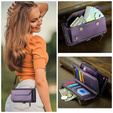 Etui CASEME do Samsung Galaxy A56 5G, RFID Leather Wallet, z paskiem na ramię, fioletowe