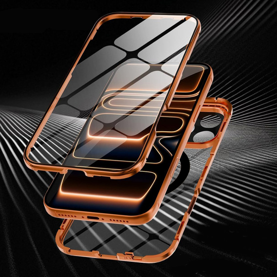 Etui do iPhone 17 Pro Max, Magnetic Dual Glass, do MagSafe, pomarańczowe