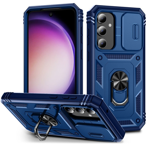 Etui pancerne do Samsung Galaxy S23 FE, CamShield Slide, niebieskie