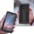 Etui pancerne do Samsung Galaxy S25 Ultra, R-JUST z przesuwną osłoną na aparat, czarne