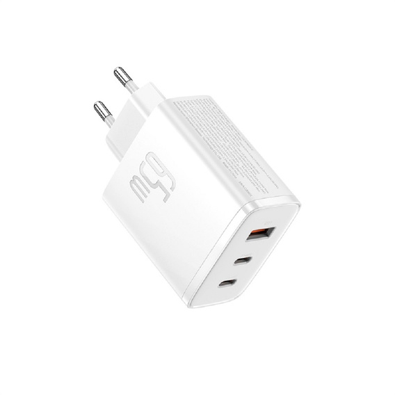 Baseus Cube Pro – uniwersalna ładowarka 65 W (2× USB‑C + 1× USB‑A), biała