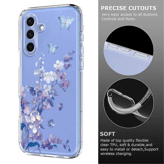 Etui do Samsung Galaxy S25 FE z motywem kwiatowym – fioletowe