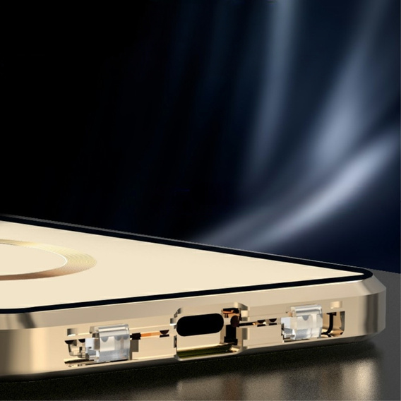 Etui Magnetic Dual Glass MagSafe do iPhone 15, złote