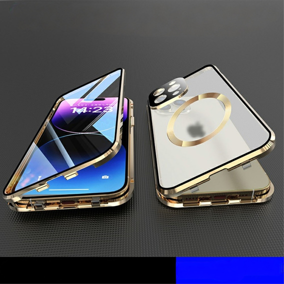 Etui Magnetic Dual Glass MagSafe do iPhone 15, złote