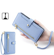 Etui z klapką do iPhone 16E, Wallet Zipper Pocket, niebieskie