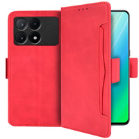 Etui z klapką do Xiaomi Poco X6 Pro 5G, Card Slot, czerwone