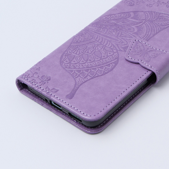 Zestaw Etui z klapką do Xiaomi 13T / 13T Pro, Motyl, fioletowe + Szkło 