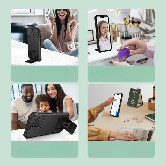 Etui pancerne do Infinix Hot 11s, Obudowa Camshield Case z podstawką, Czarne