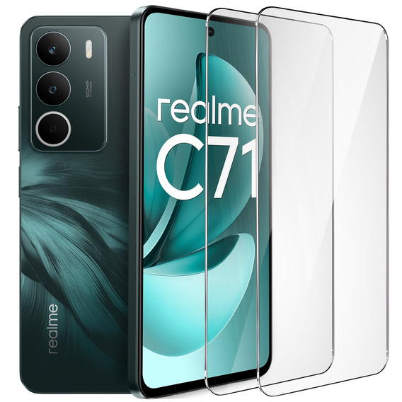 2x Szkło Hartowane do Realme C71, ERBORD 9H Hard Glass, szybka