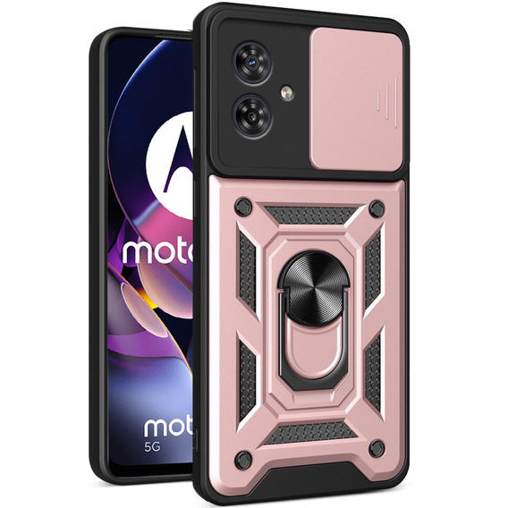 Etui pancerne do Motorola Moto G54 5G, CamShield Slide, różowe rose gold