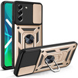 Etui pancerne do Samsung Galaxy S21 FE, CamShield Slide, złote