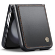 Etui do Samsung Galaxy Z Flip7 FE / Z Flip6, CASEME Litchi Leather, czarne