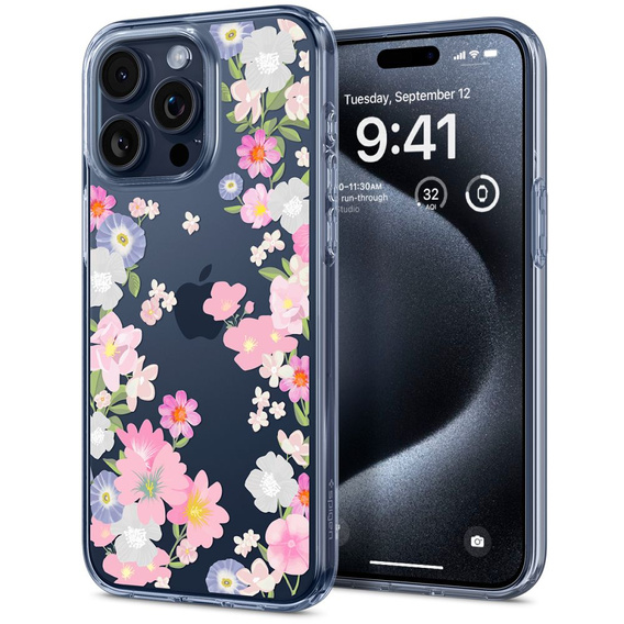 Etui Spigen do iPhone 15 Pro, Liquid Crystal, Blossom, Kwiaty