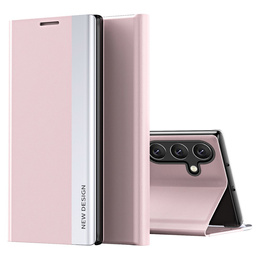 Etui z klapką do Samsung Galaxy S24 FE, Side Magnetic, różowe