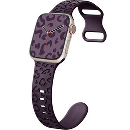 Pasek Silikonowy do Apple Watch 1/2/3/4/5/6/7/8/9/10/11/SE Ultra 1/2/3 42/44/45/46/49mm, Leopard, Fioletowy