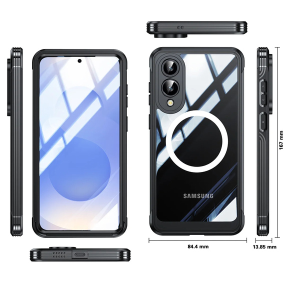 Etui do Samsung Galaxy S25 Edge, Shockproof, ze szkłem, do MagSafe, czarne