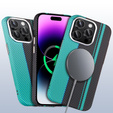 Etui do iPhone 14 Pro Max, Carbon Fiber MagSafe, czarne / niebieskie