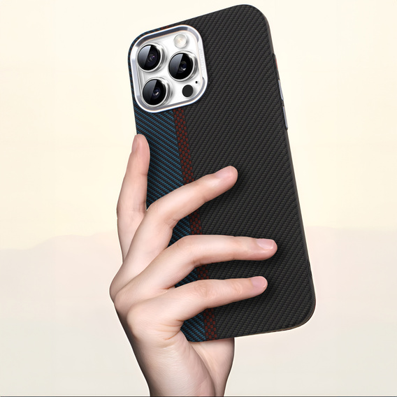 Etui do iPhone 13 Pro, Carbon Fiber MagSafe, czarne / niebieskie