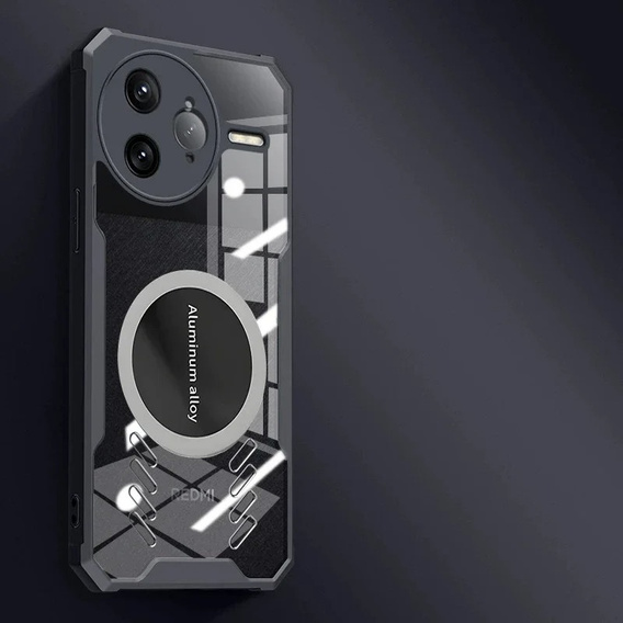 Etui do Xiaomi Poco F7 Ultra, z blaszką magnetyczne, przezroczyste / czarne