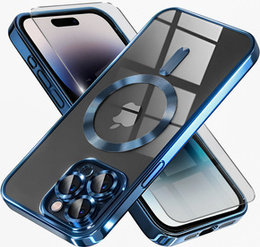 Etui do iPhone 14 Pro, Electro MagSafe, niebieskie + Szkło na ekran