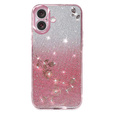 Etui do iPhone 16 Plus, Glitter Flower, różowe rose gold