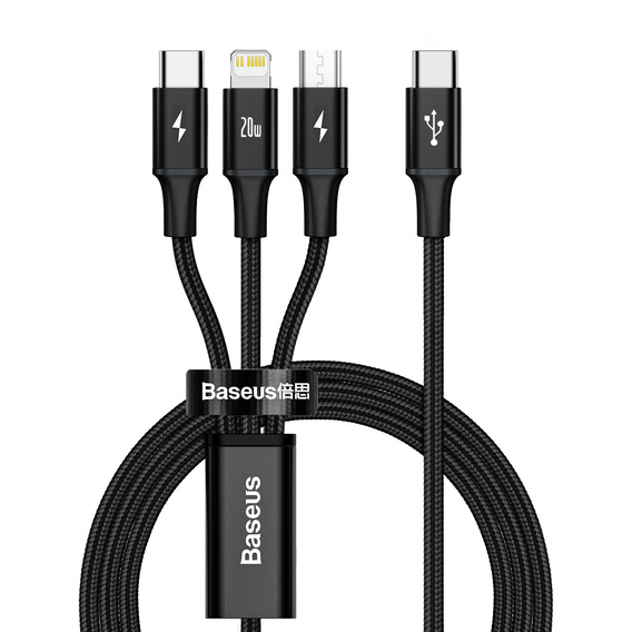 Baseus Rapid Series 3‑w‑1 kabel 20 W 1,5 m – czarny