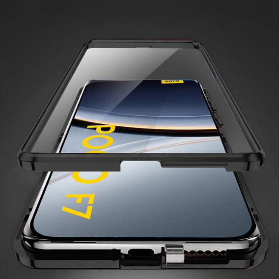 Etui do Xiaomi Poco F7, Magnetic Dual Glass, czarne