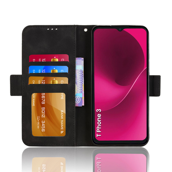 Etui z klapką do T Phone 3 5G, Card Slot, czarne