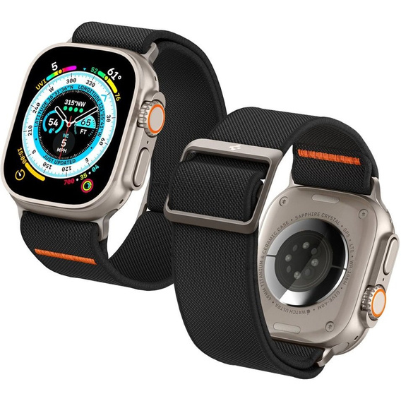 Pasek SPIGEN do Apple Watch 1/2/3/4/5/6/7/8/9/10/11/SE Ultra 1/2/3 42/44/45/46/49mm, Fit Lite Ultra, Czarny