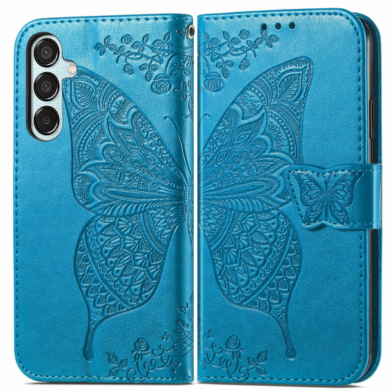 Etui z klapką do Samsung Galaxy M15 5G, Butterfly, niebieskie