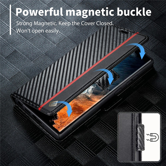 Etui z klapką do Samsung Galaxy S26 Ultra, Carbon LC.IMEEKE, czarne