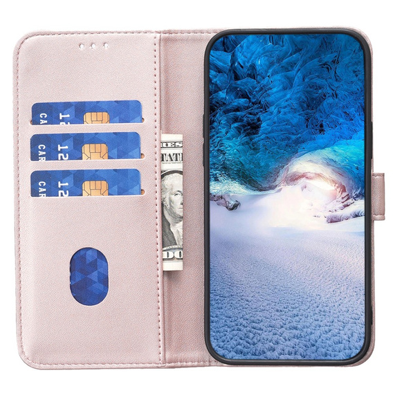 Etui z klapką do Samsung Galaxy S23 FE, BINFEN Wallet, różowe rose gold + szkło 9H