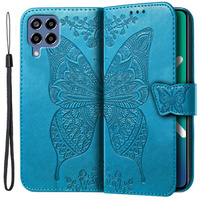 Etui z klapką do Samsung Galaxy M33, Butterfly, niebieskie