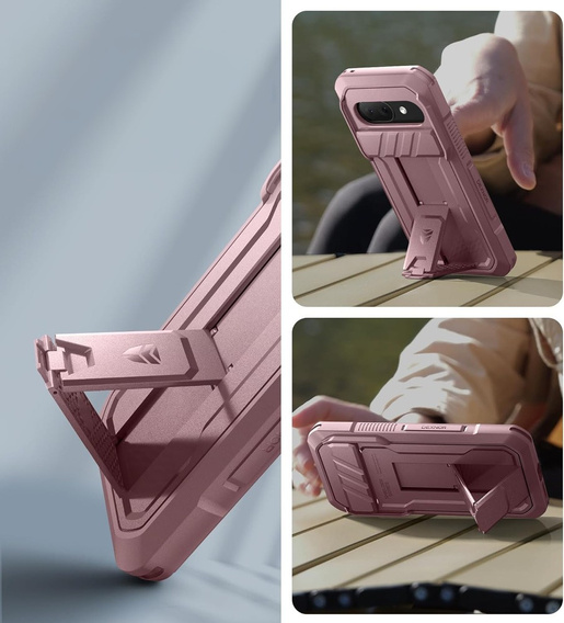 Etui pancerne do Google Pixel 9a, Dexnor Kickstand (Two Frames), różowe