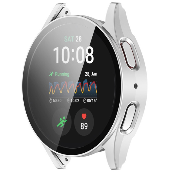 2w1 Etui + Szkło Hartowane do Samsung Galaxy Watch 7 44mm, Srebrne