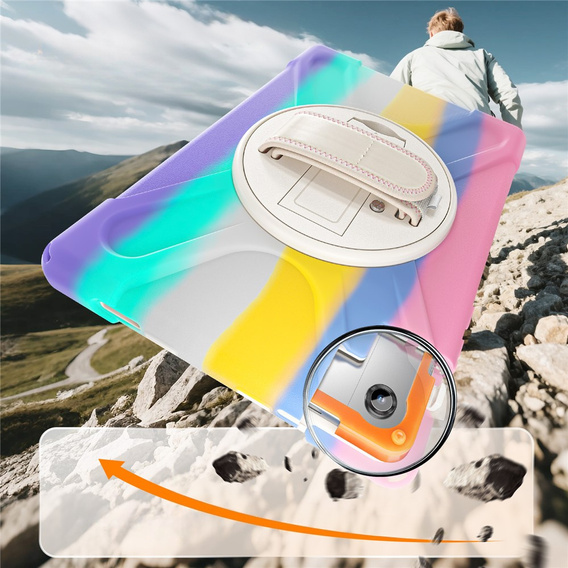 Pancerne etui do Samsung Galaxy Tab A11+, z podstawką i paskiem na ramię – wielokolorowe