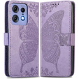 Etui z klapką do Motorola Edge 50 Pro, Butterfly, fioletowe