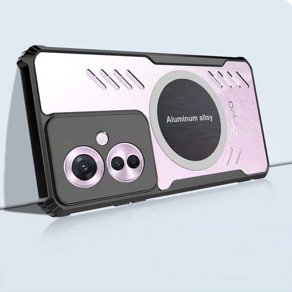 Etui do Oppo Reno 11F 5G, z blaszką magnetyczne, przezroczyste / czarne